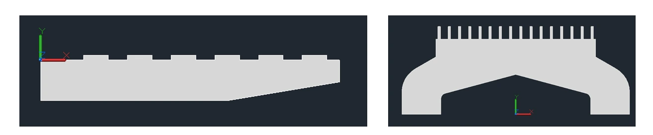 Representative two-dimensional sections extracted from the header and windbox CFD domains